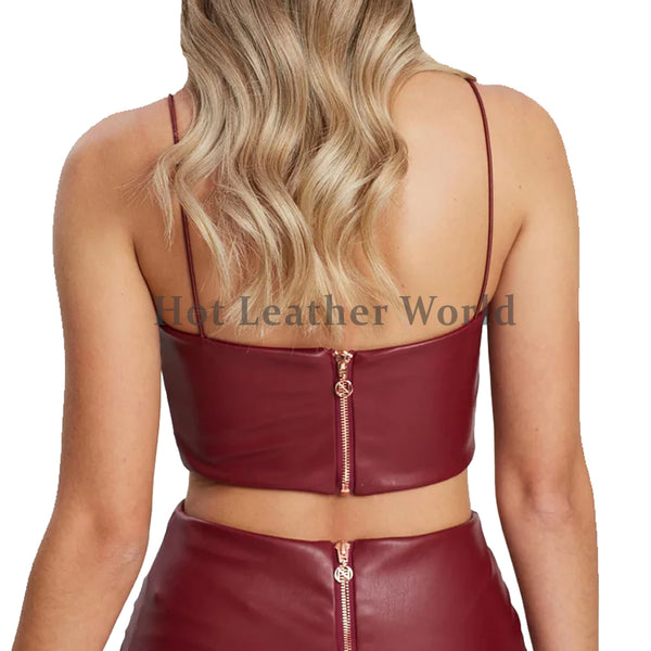 Cropped Length Women Leather Top -  HOTLEATHERWORLD