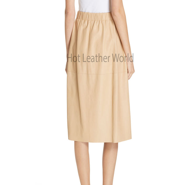 Elastic Waistband Withdraw String Women Leather Skirt -  HOTLEATHERWORLD