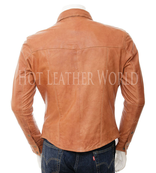 Tan Lamb Skin Leather Blazer For Men -  HOTLEATHERWORLD