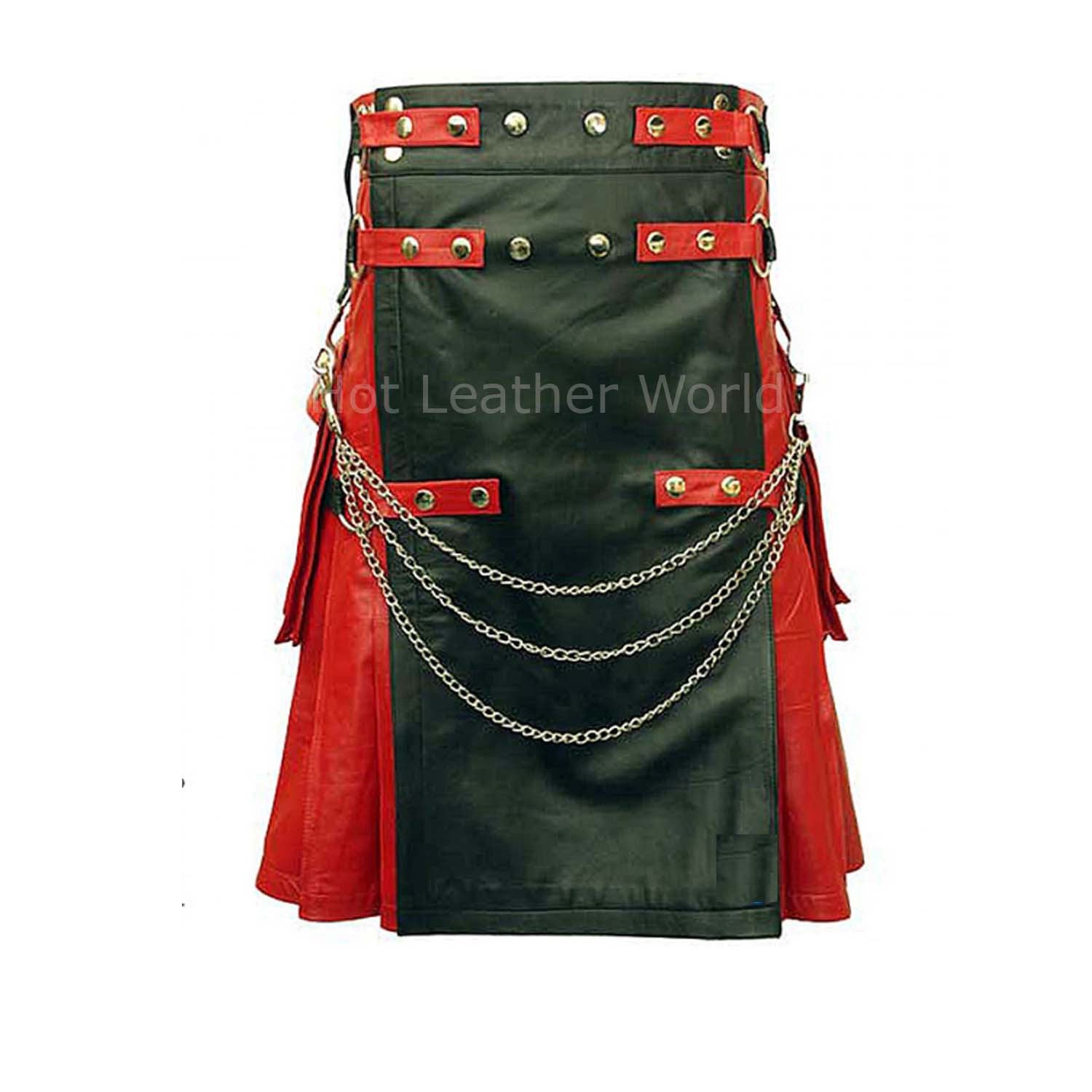 Designer Style Men Scottish Leather Kilt -  HOTLEATHERWORLD