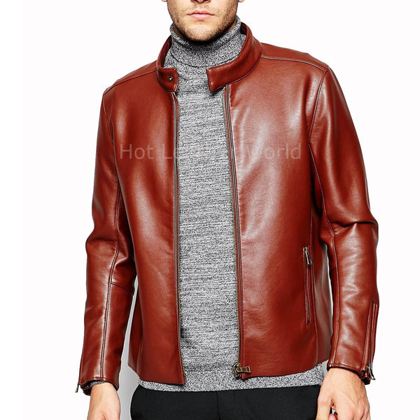 Designer Style Men Leather Bomber Jacket -  HOTLEATHERWORLD