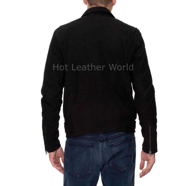 Suede Leather Men Biker Jacket -  HOTLEATHERWORLD
