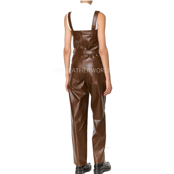 Premium Military Style Women Leather Jumpsuit -  HOTLEATHERWORLD