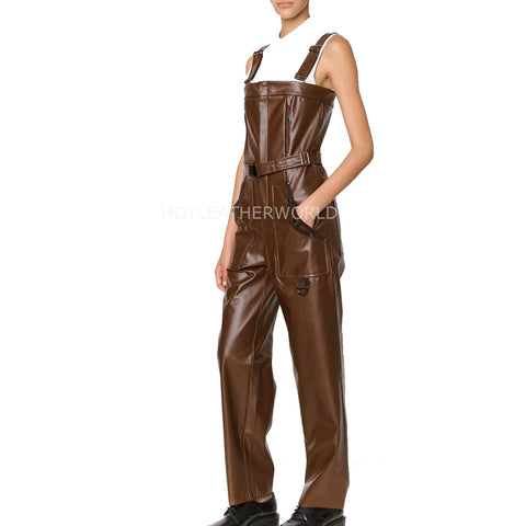 Premium Military Style Women Leather Jumpsuit -  HOTLEATHERWORLD