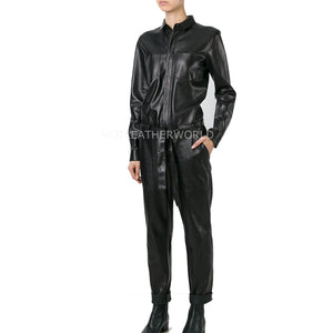 Corporate Look Women Leather Jumpsuit -  HOTLEATHERWORLD