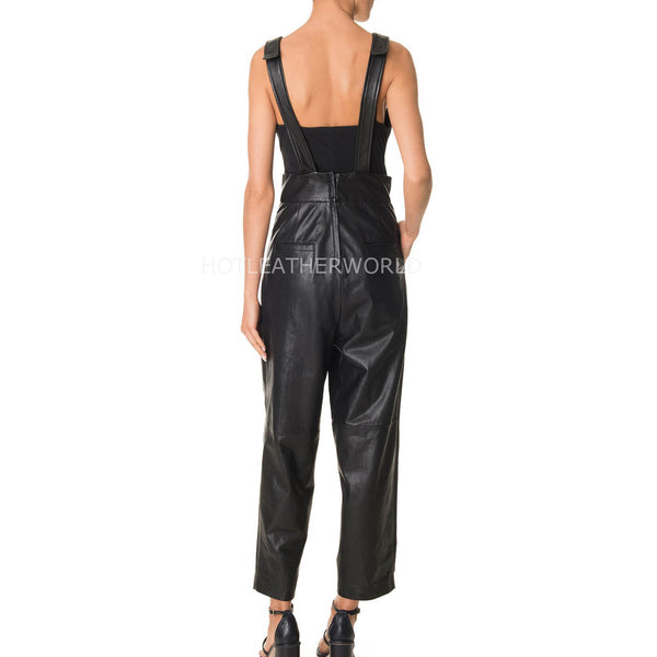 Baggy Style Women Leather Jumpsuit -  HOTLEATHERWORLD