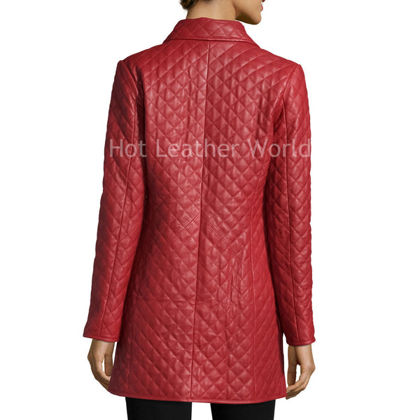 Quilted Leather Coat For Women -  HOTLEATHERWORLD