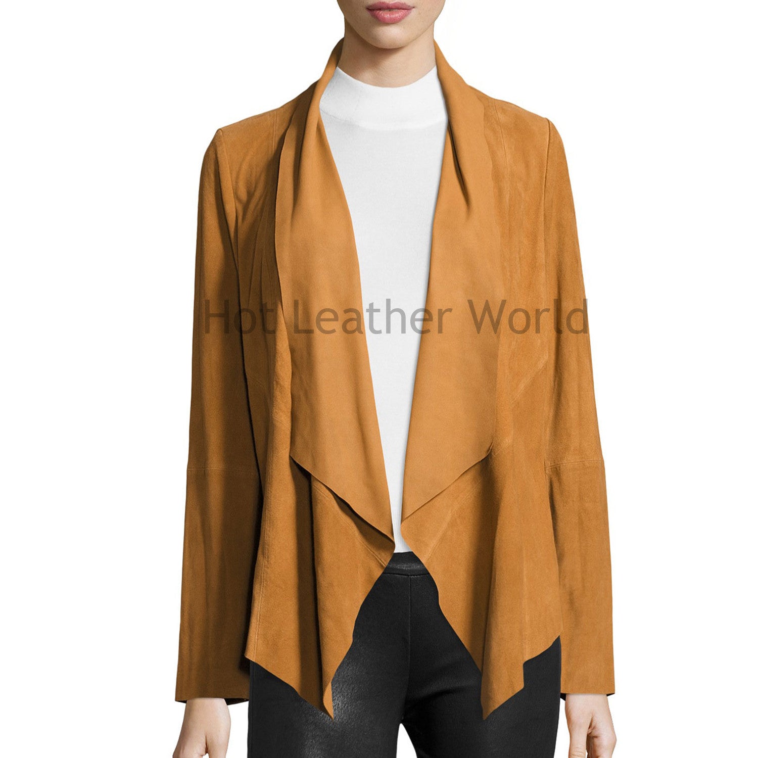 Draped Suede Jacket For Women | HOTLEATHERWORLD