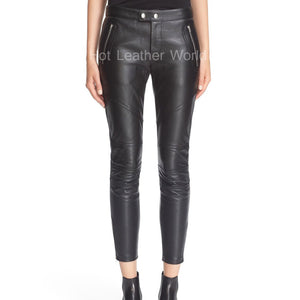 Leather Cropped Pants For Women -  HOTLEATHERWORLD