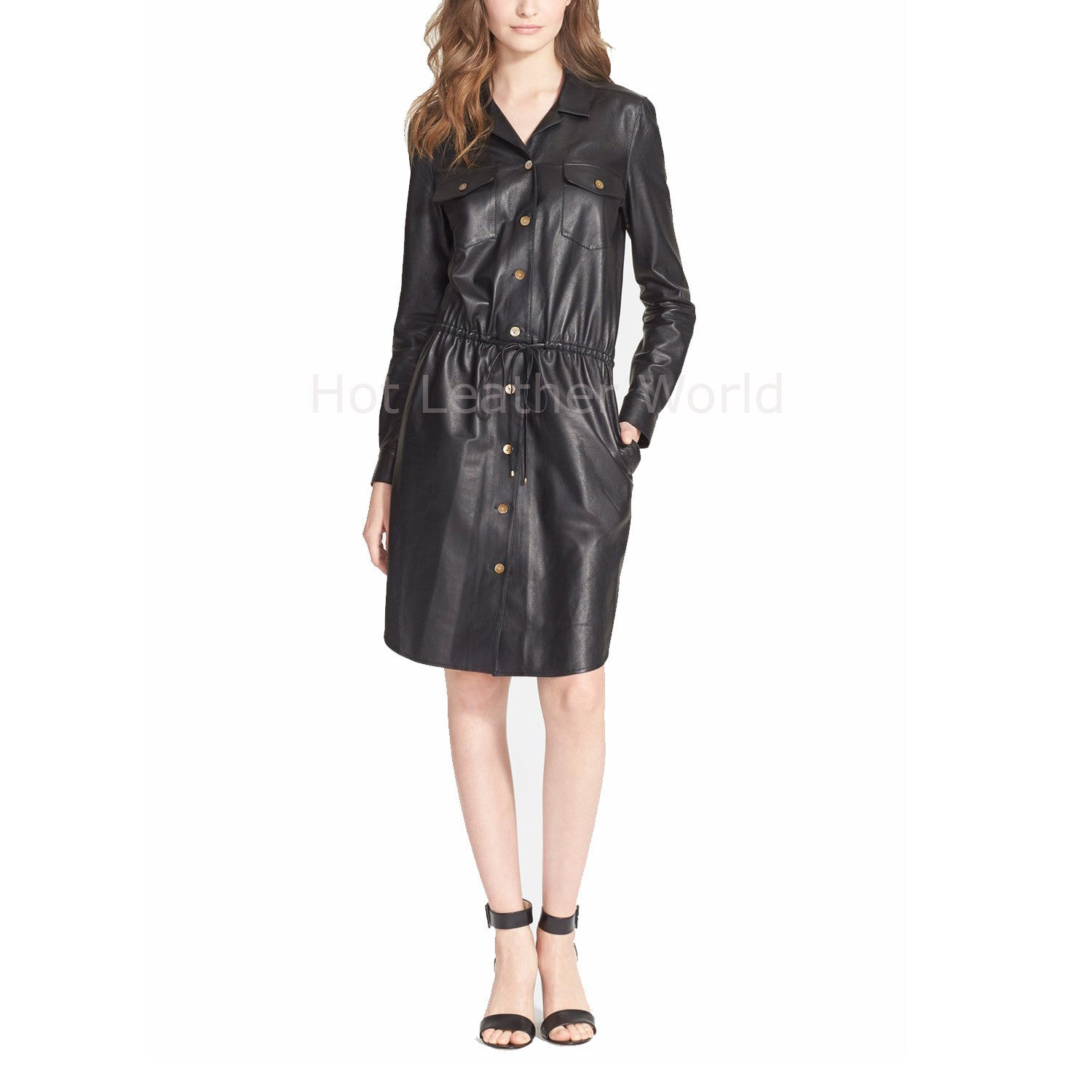 Corporate Style Women Leather Dress -  HOTLEATHERWORLD