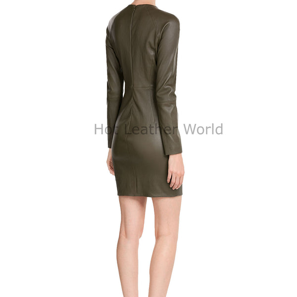 Laced Details Women Leather Dress -  HOTLEATHERWORLD