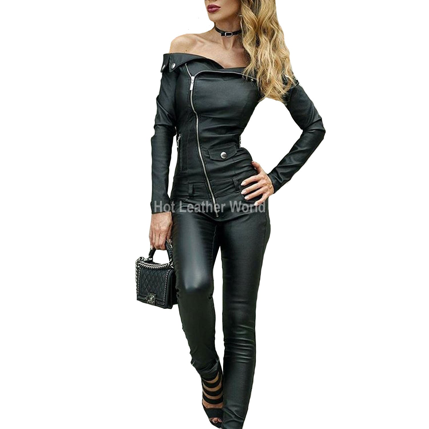 Hot Style Leather Jumpsuit for Women -  HOTLEATHERWORLD