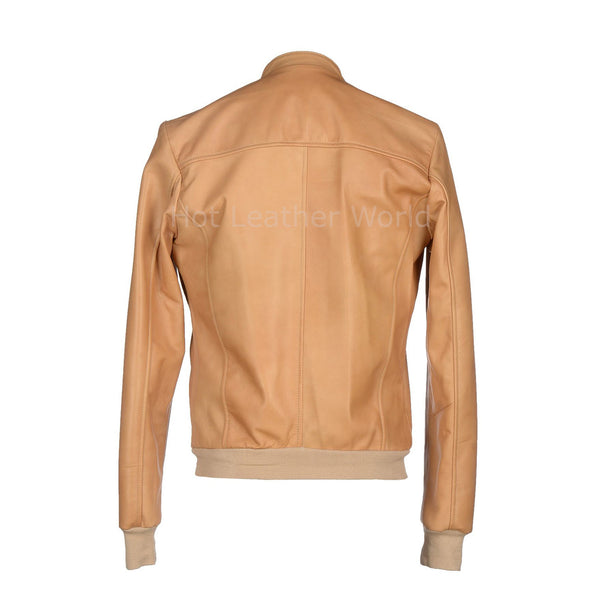 Stylish New Men Bomber Leather Jacket -  HOTLEATHERWORLD