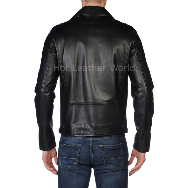 Notch Collar Designer Men Leather Biker Jacket -  HOTLEATHERWORLD