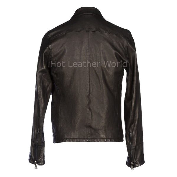 Elegant New Style Men Leather Jacket -  HOTLEATHERWORLD