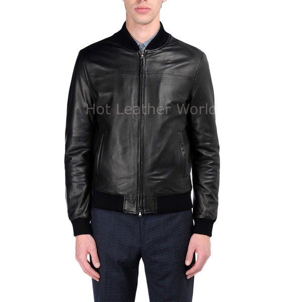 Elegant Style Men Leather Jacket -  HOTLEATHERWORLD