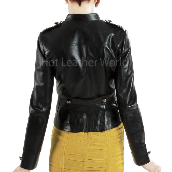 Lambskin Military Leather Jacket -  HOTLEATHERWORLD
