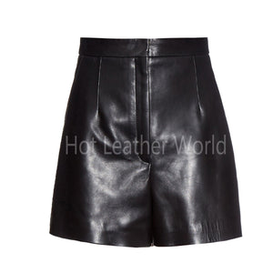 High-Waist Women Leather Shorts -  HOTLEATHERWORLD
