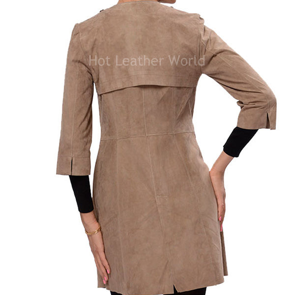 Long Length Suede Leather Coat -  HOTLEATHERWORLD