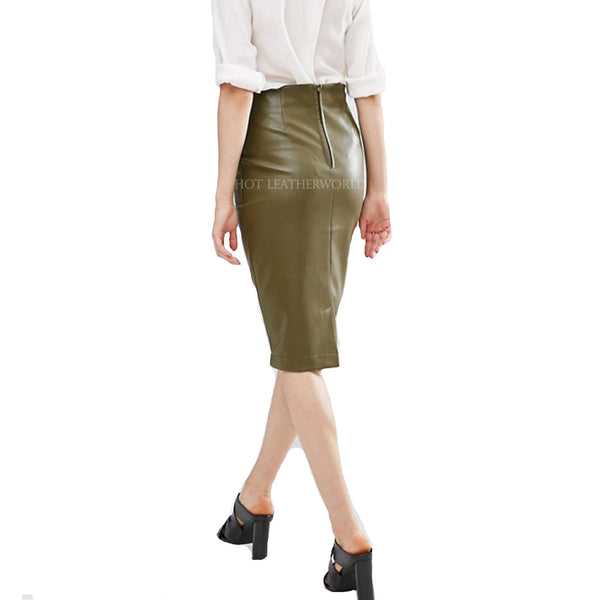 Pencil Skirt with Pocket Detail -  HOTLEATHERWORLD
