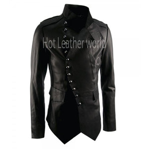 Military Inspired Leather Jacket For Men -  HOTLEATHERWORLD