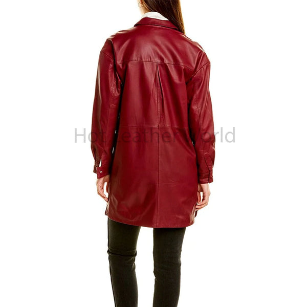 Perfect Red Shirt Style Women Mini Leather Dress And Jacket -  HOTLEATHERWORLD
