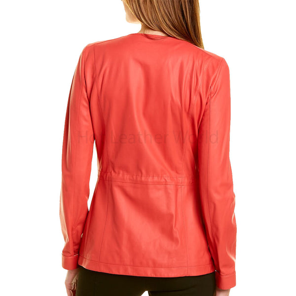 Minimal Detailed Women Genuine Leather Jacket -  HOTLEATHERWORLD
