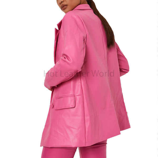 Stylish Pink Women Hot Leather Blazer -  HOTLEATHERWORLD