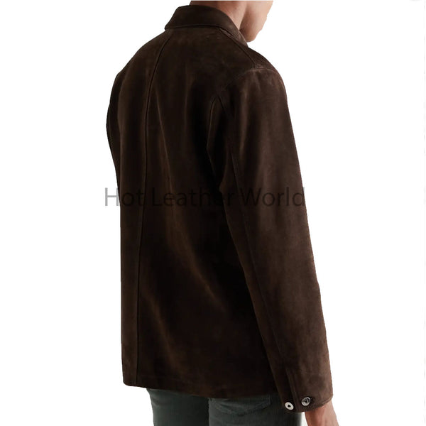 Chocolate Brown Multi Pockets Men Suede Leather Jacket -  HOTLEATHERWORLD