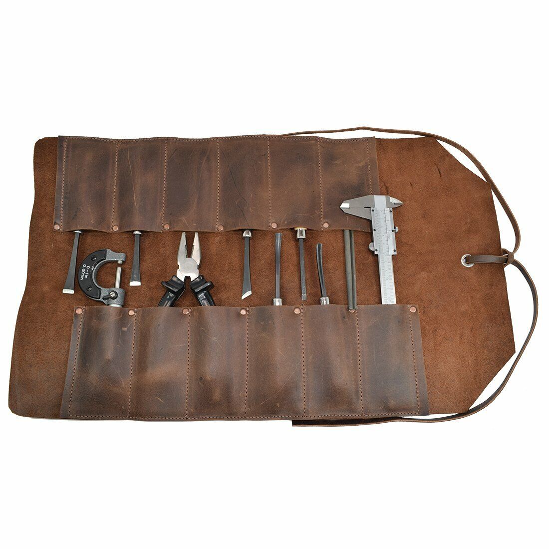 Handmade Vintage Brown Rustic Big Roll Leather Tool Bag -  HOTLEATHERWORLD