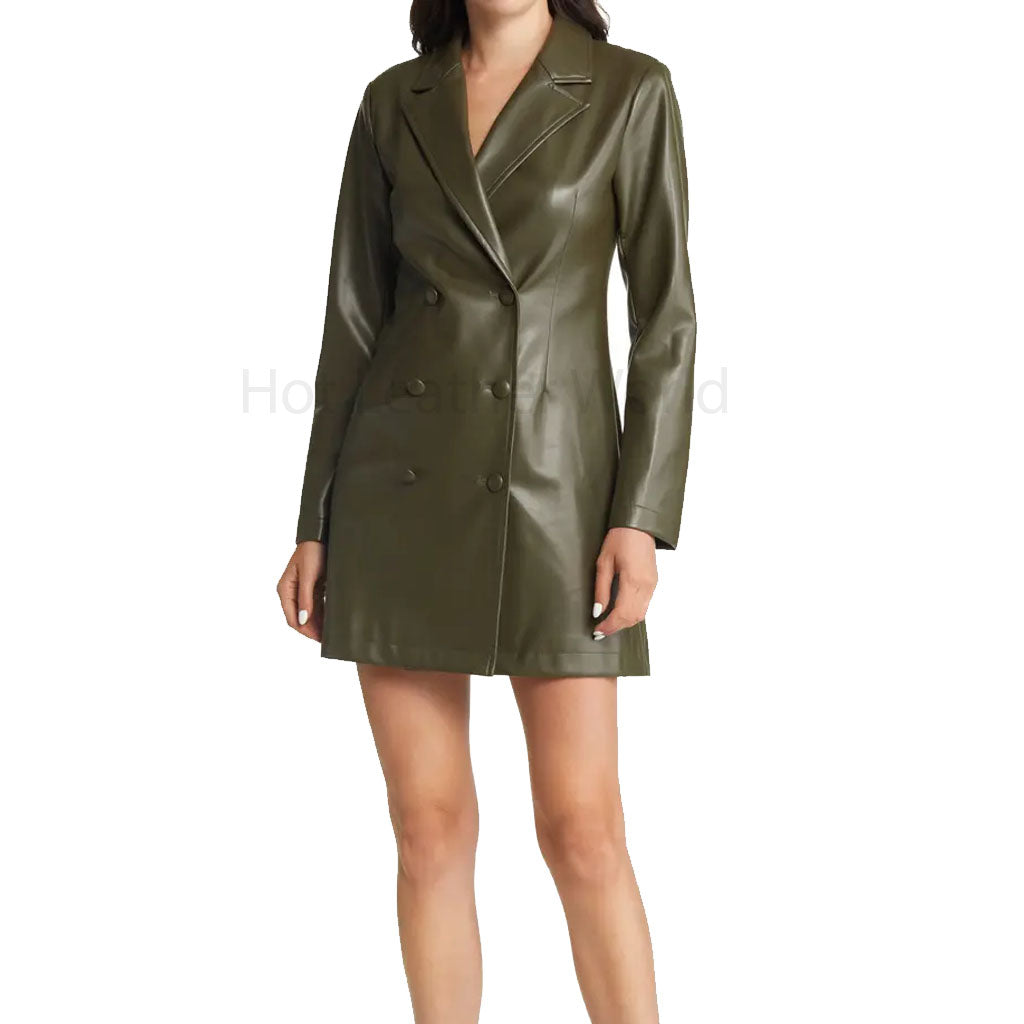 green leather blazer dress Green Leather Blazer Corset Dress by Eliya The Label