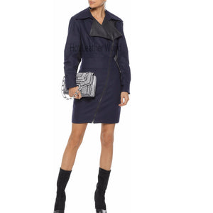 Jacket Style Women Mini Leather Dress -  HOTLEATHERWORLD