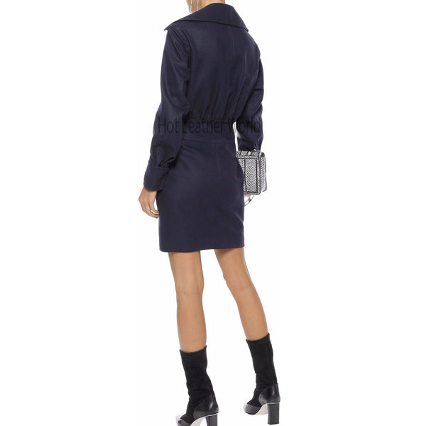 Jacket Style Women Mini Leather Dress -  HOTLEATHERWORLD