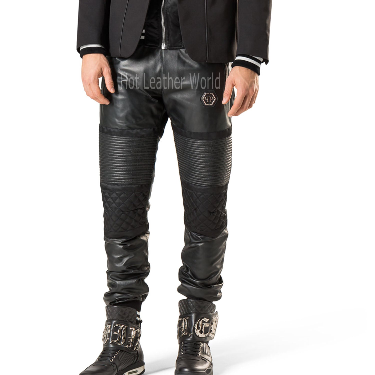 Hot Brand Fashion Men Leather Pants Luxury Designer Man Sexy Pant Long  Skinny Leather Shiny Patent Leather Party Bar Costumes