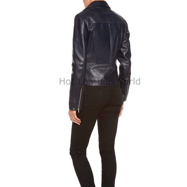 Biker Style Women Moto Leather Jacket -  HOTLEATHERWORLD