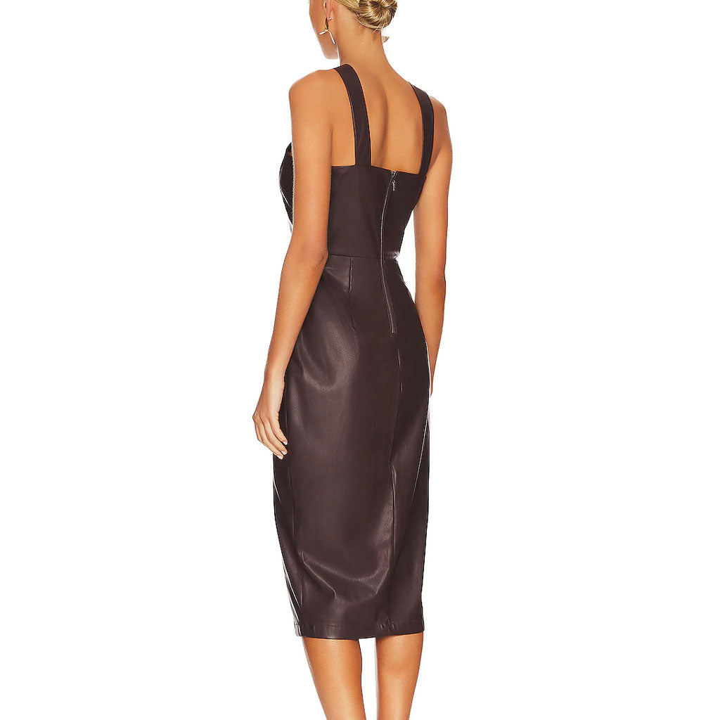 Plum Red Criss Cross Halter Neck Women Leather Dress CUSTOM / Same as Picture Plum Red Criss Cross Halter Neck Women Leather Dress CUSTOM / Same as Picture