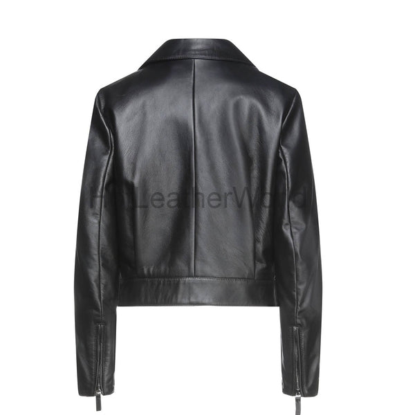 Women Minimal Biker Leather Jackets -  HOTLEATHERWORLD