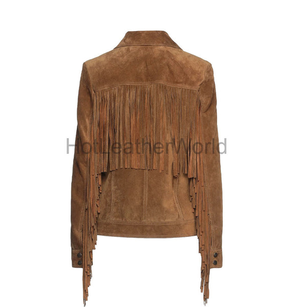Women Button Up Fringe Suede Leather Jacket -  HOTLEATHERWORLD