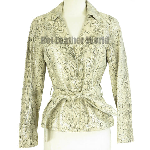 Snake Print Leather Jacket For Women -  HOTLEATHERWORLD