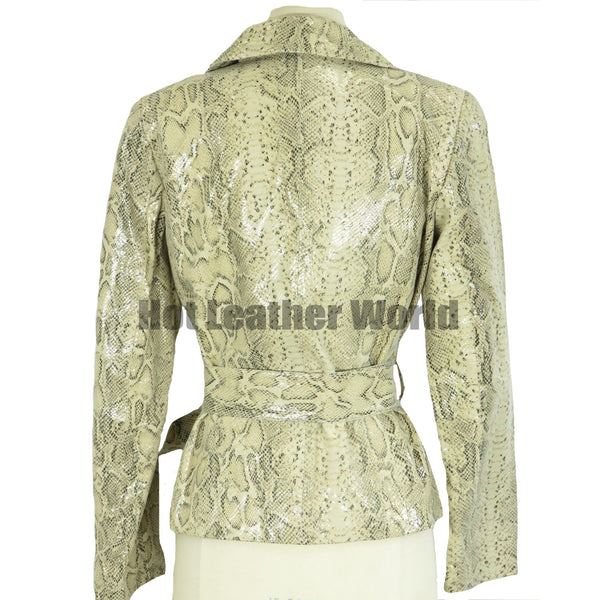 Snake Print Leather Jacket For Women -  HOTLEATHERWORLD