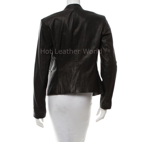 Classic Design Women Leather Blazer -  HOTLEATHERWORLD