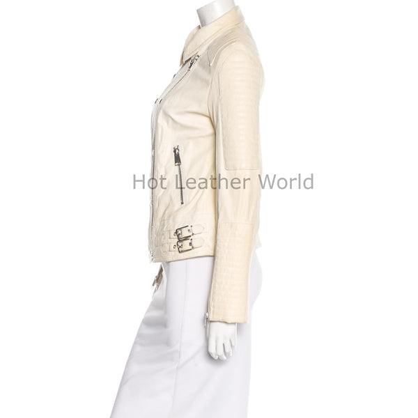 Unique Design Women Leather Military Jacket -  HOTLEATHERWORLD