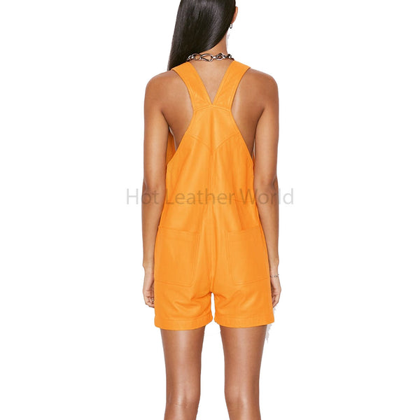 Mango Yellow Strap Detailed Multi Pockets Women Leather Overall -  HOTLEATHERWORLD