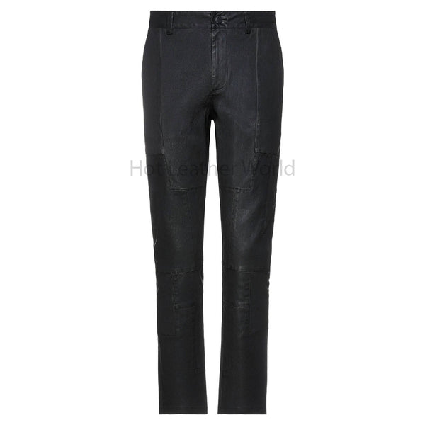 Black Minimal Detailed Straight Fit Men Genuine Leather Pant -  HOTLEATHERWORLD