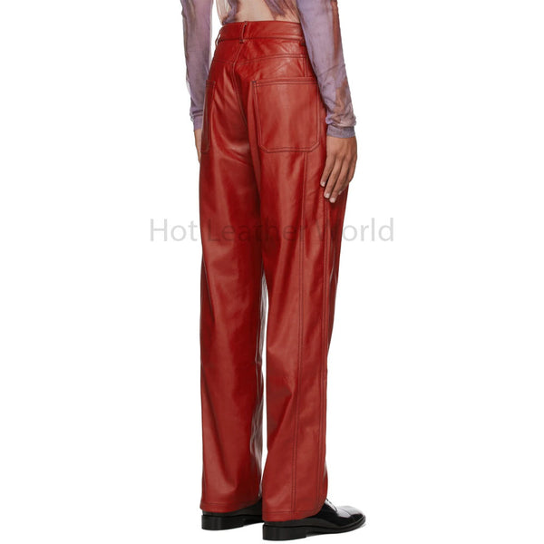 Red Stylish Men Boxer Genuine Leather Trouser -  HOTLEATHERWORLD