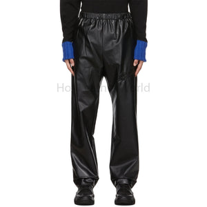 Stylish Black Straight Fit Men Faux Leather Track Pant -  HOTLEATHERWORLD