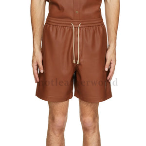 Summer Classic Men Faux Leather Shorts -  HOTLEATHERWORLD