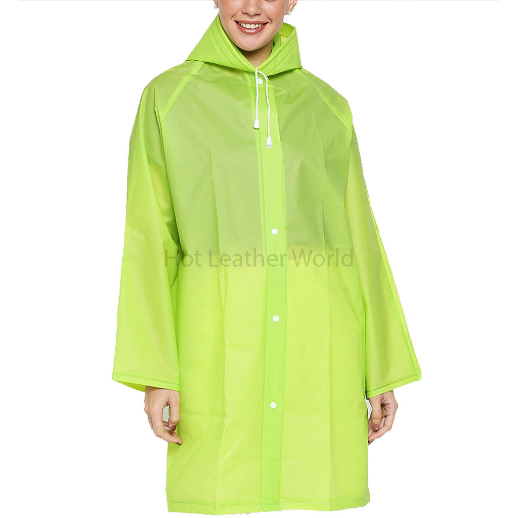 Women Solid Green Stylish Knee Length Raincoat -  HOTLEATHERWORLD