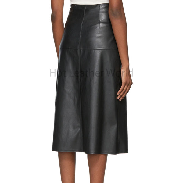 Black Statement Women Genuine Leather Skirt -  HOTLEATHERWORLD
