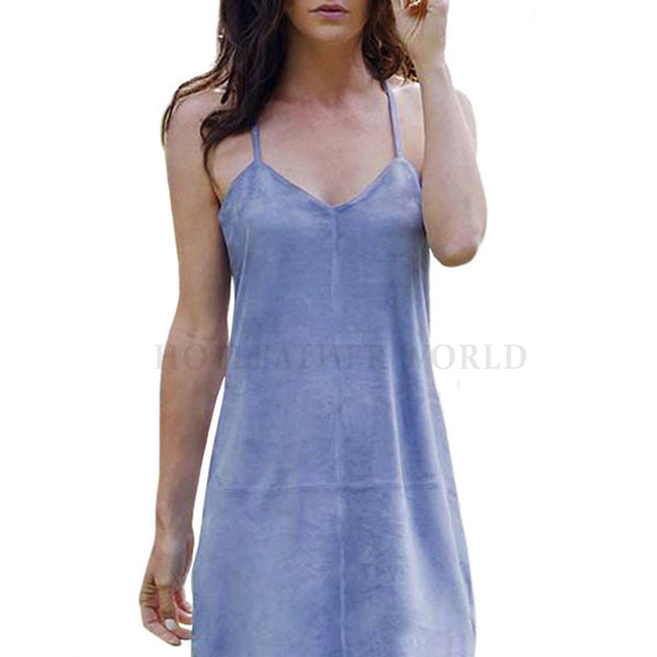 Women Mini Slip Suede Leather Dress M / CHOCOLATE BROWN Women Mini Slip Suede Leather Dress M / CHOCOLATE BROWN